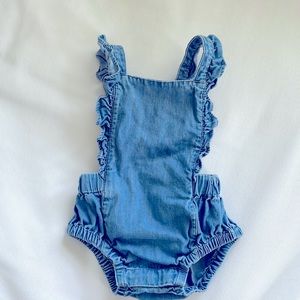 Hanna Andersson baby chambray summer overalls size 6-12/ 70cm